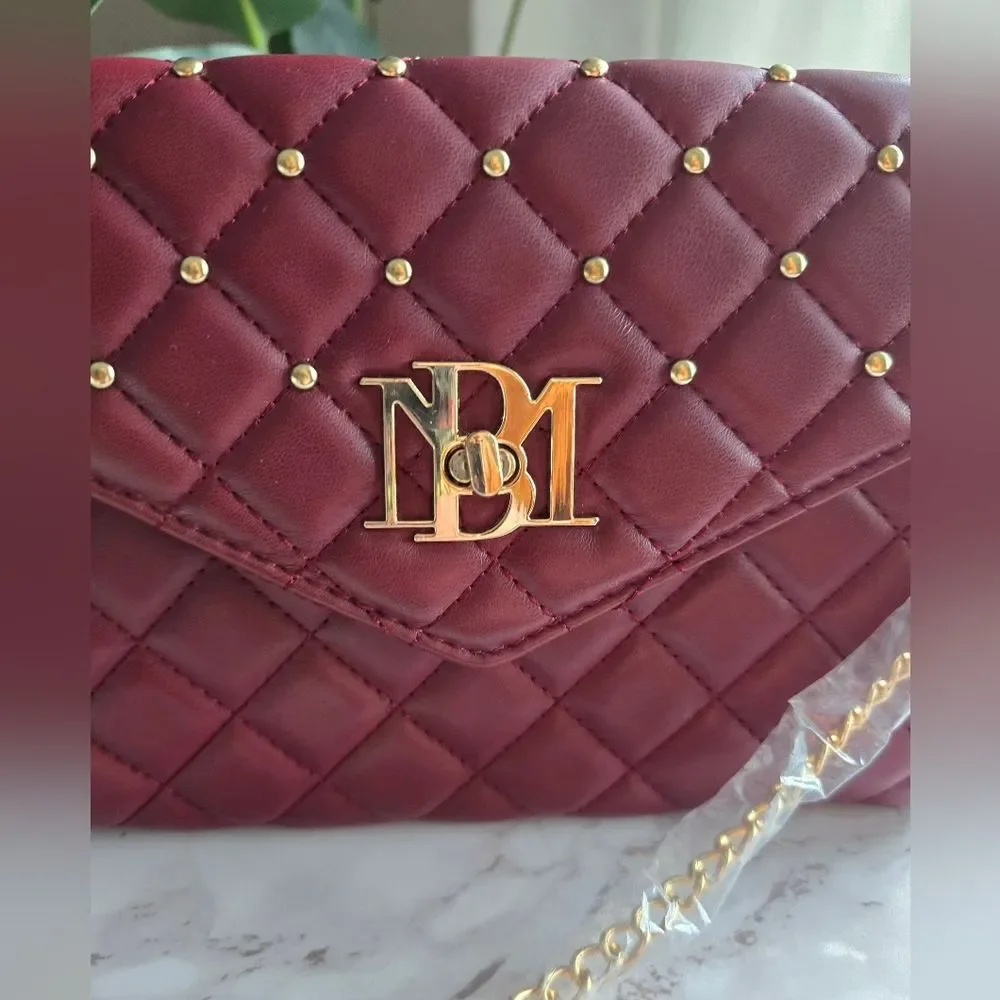 NWT Badgley Mischka Luxe Collection Mulberry Quilt Vegan Convertible Crossbody - Picture 11 of 11